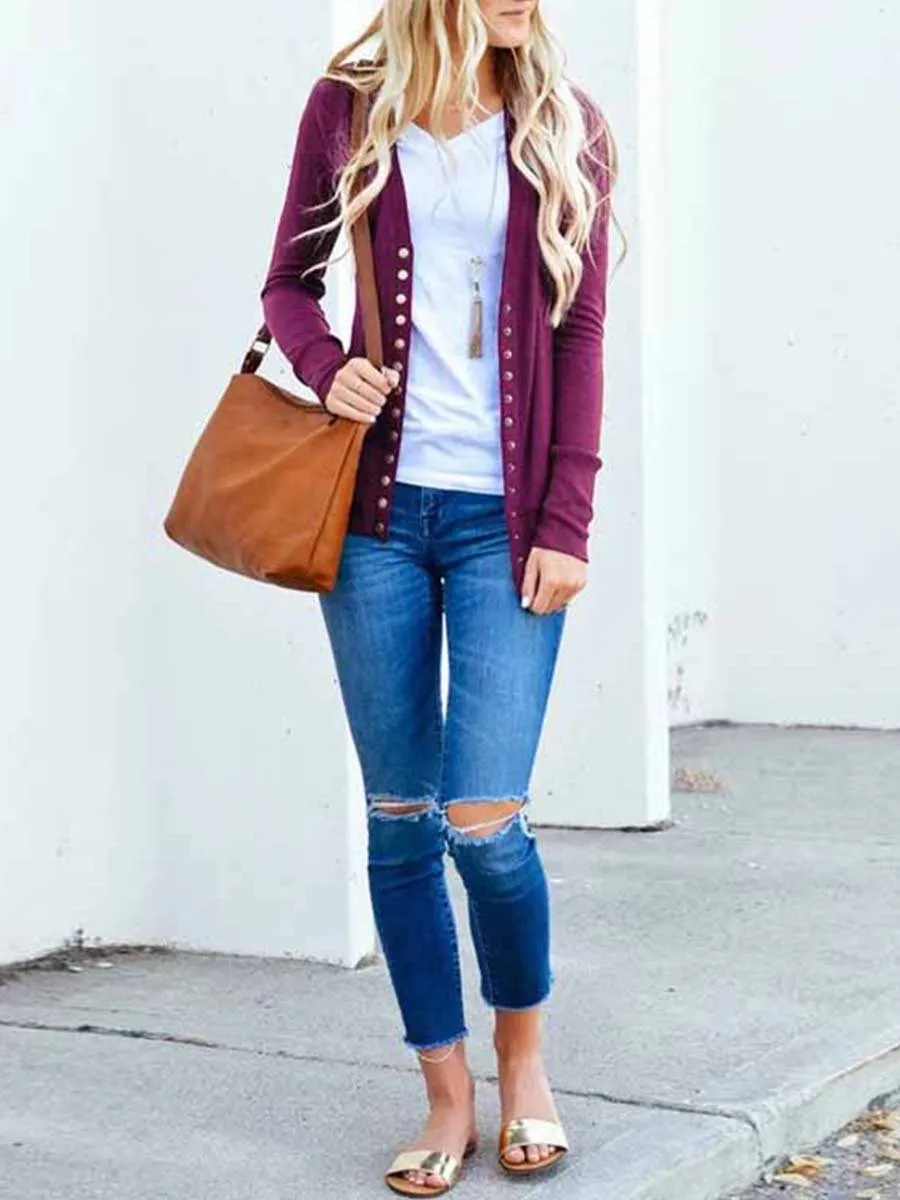 Stunncal Buttons Cardigan Tops