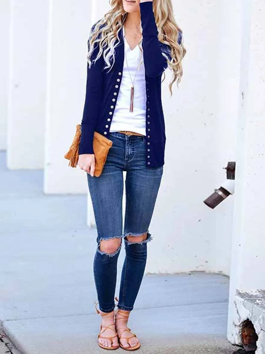 Stunncal Buttons Cardigan Tops