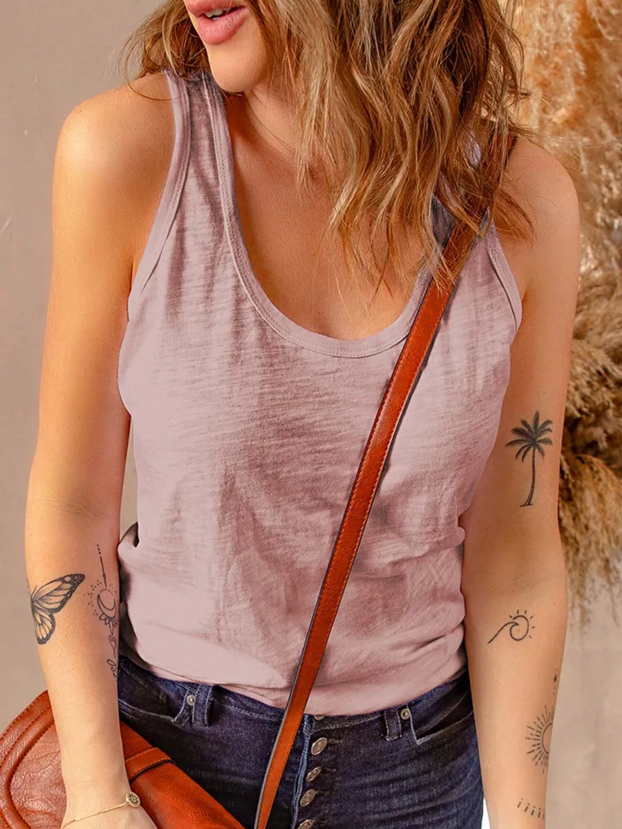 Stunncal Solid Color Casual Tops(6 Colors)