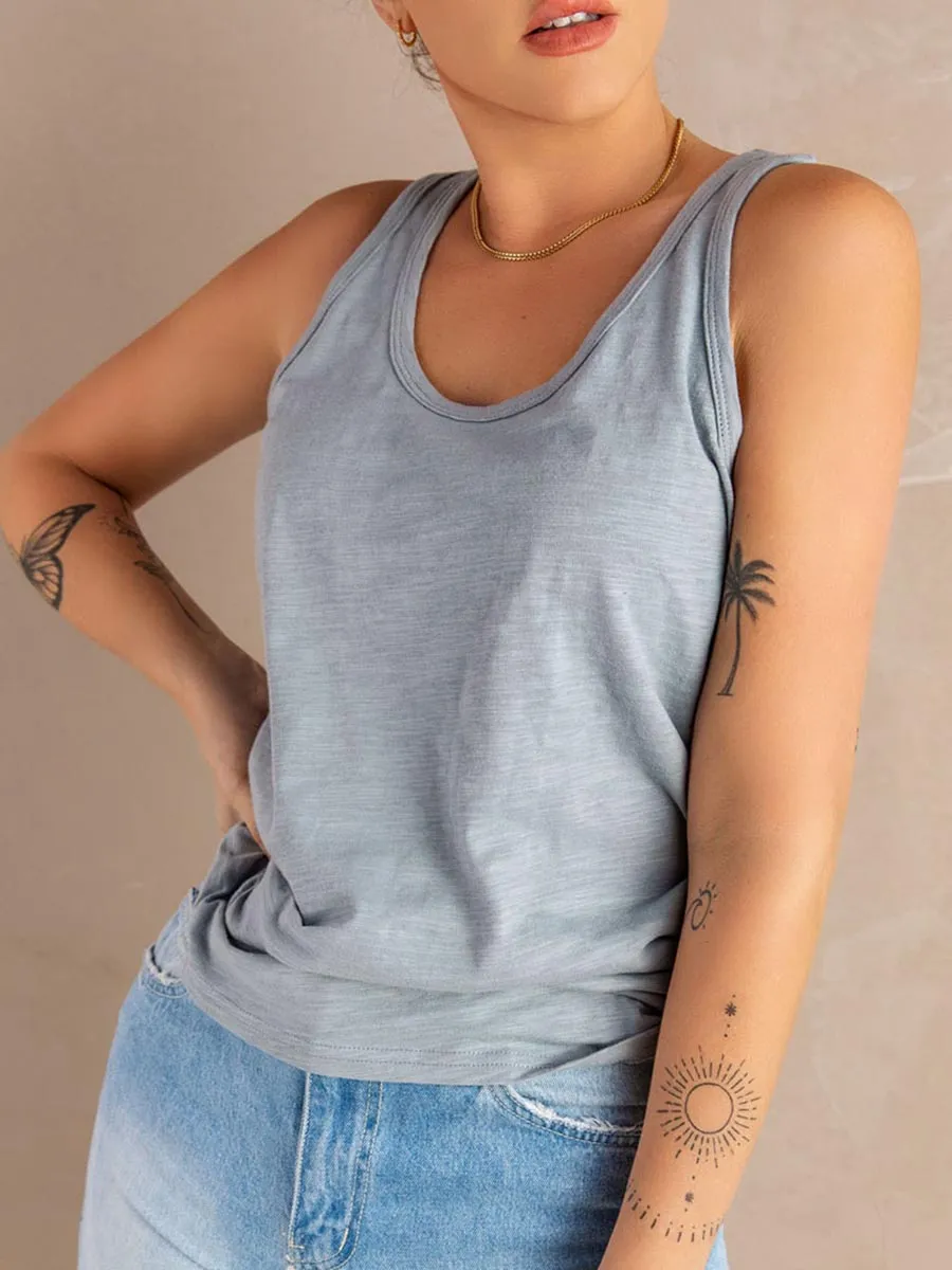Stunncal Solid Color Casual Tops(6 Colors)