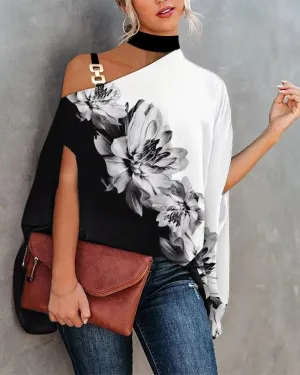 summer hanging neck bat sleeve printed shirt women's shirt 2023 women'sindependent station wish explosive