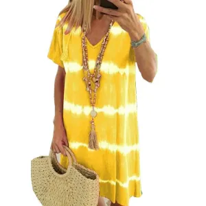 Summer Tie-dye Short Sleeve Mini Sundress