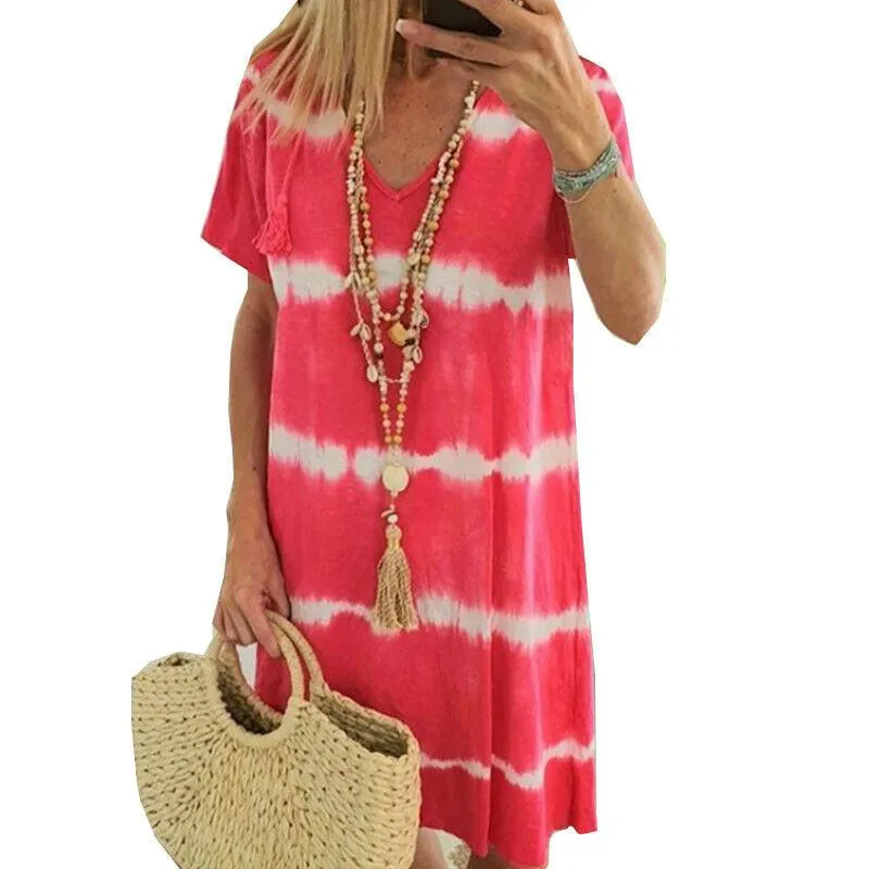 Summer Tie-dye Short Sleeve Mini Sundress
