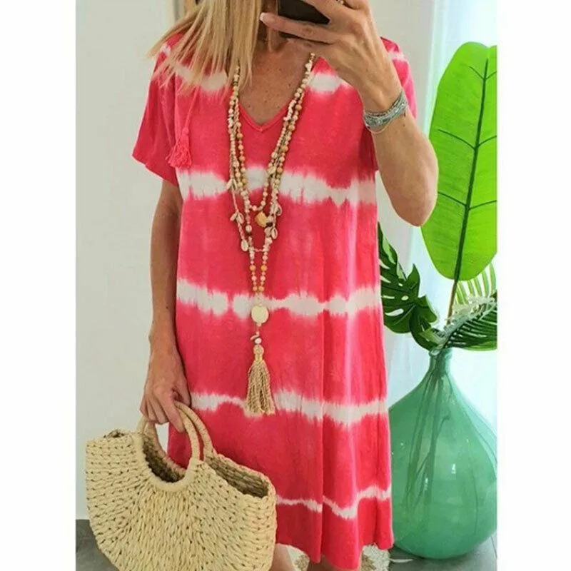 Summer Tie-dye Short Sleeve Mini Sundress