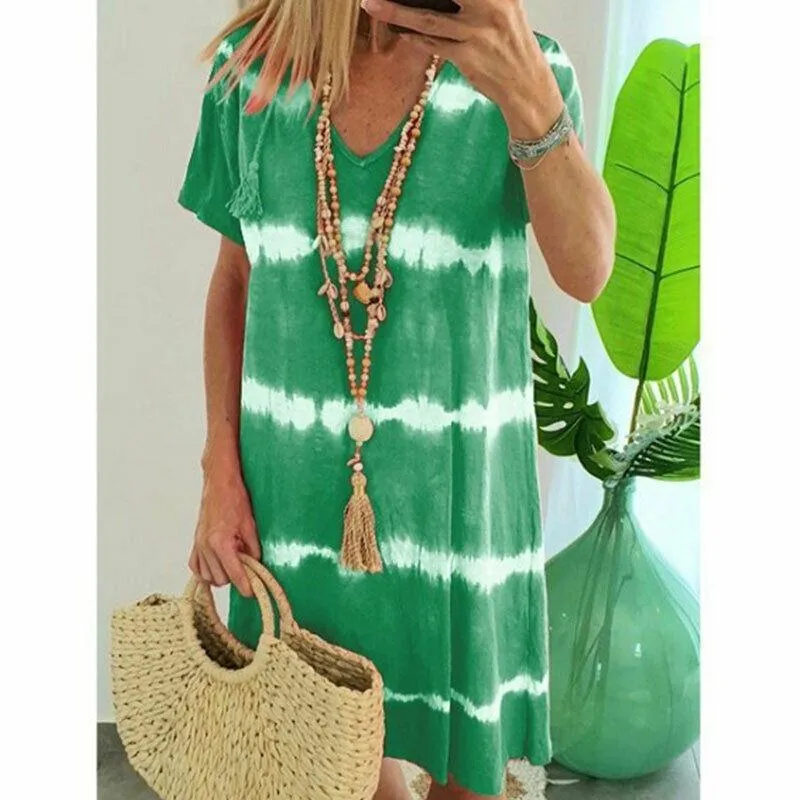 Summer Tie-dye Short Sleeve Mini Sundress