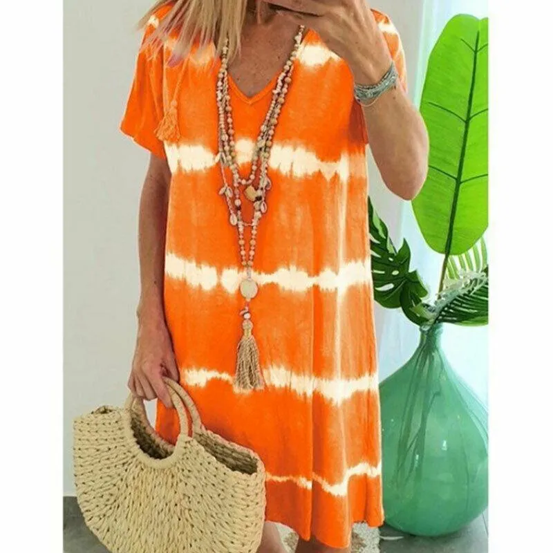 Summer Tie-dye Short Sleeve Mini Sundress
