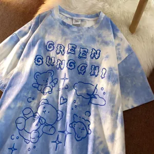 Summer women short-sleeved Female t-shirt Streetwear Top tie-dye oversized Tshirt