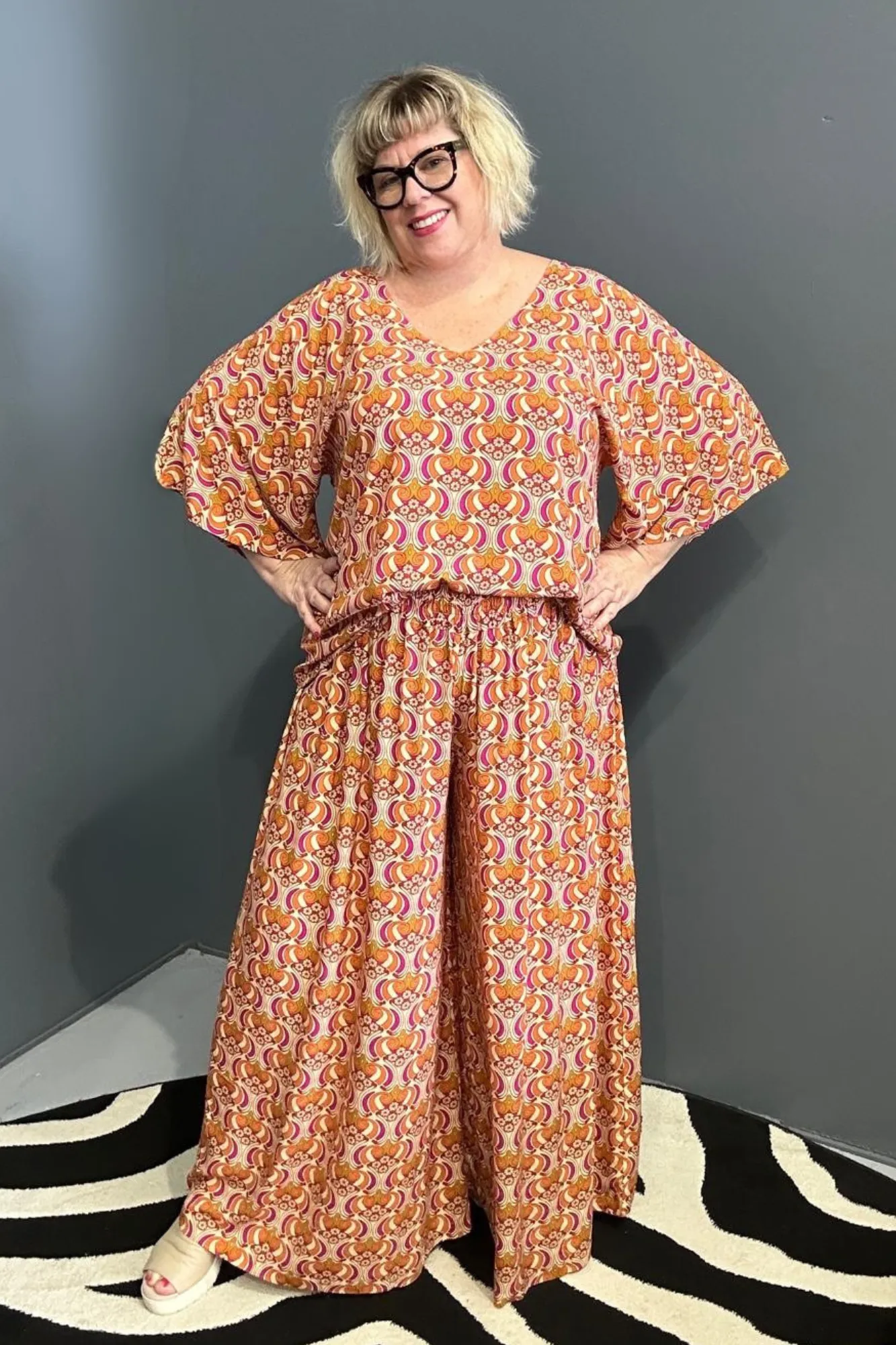 'SWAY' Palazzo Pant - Orange Swirl