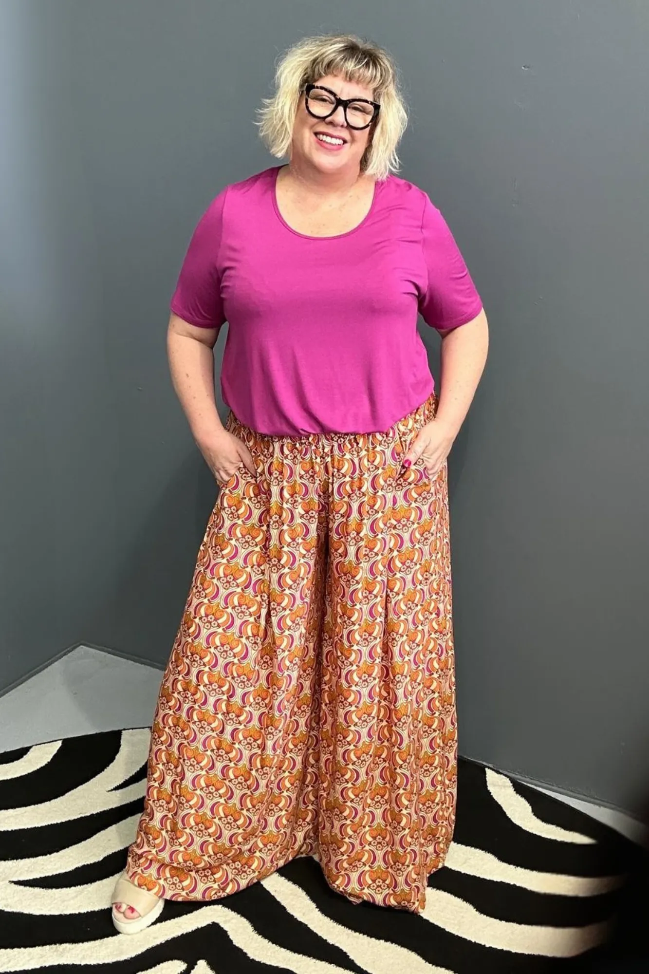 'SWAY' Palazzo Pant - Orange Swirl