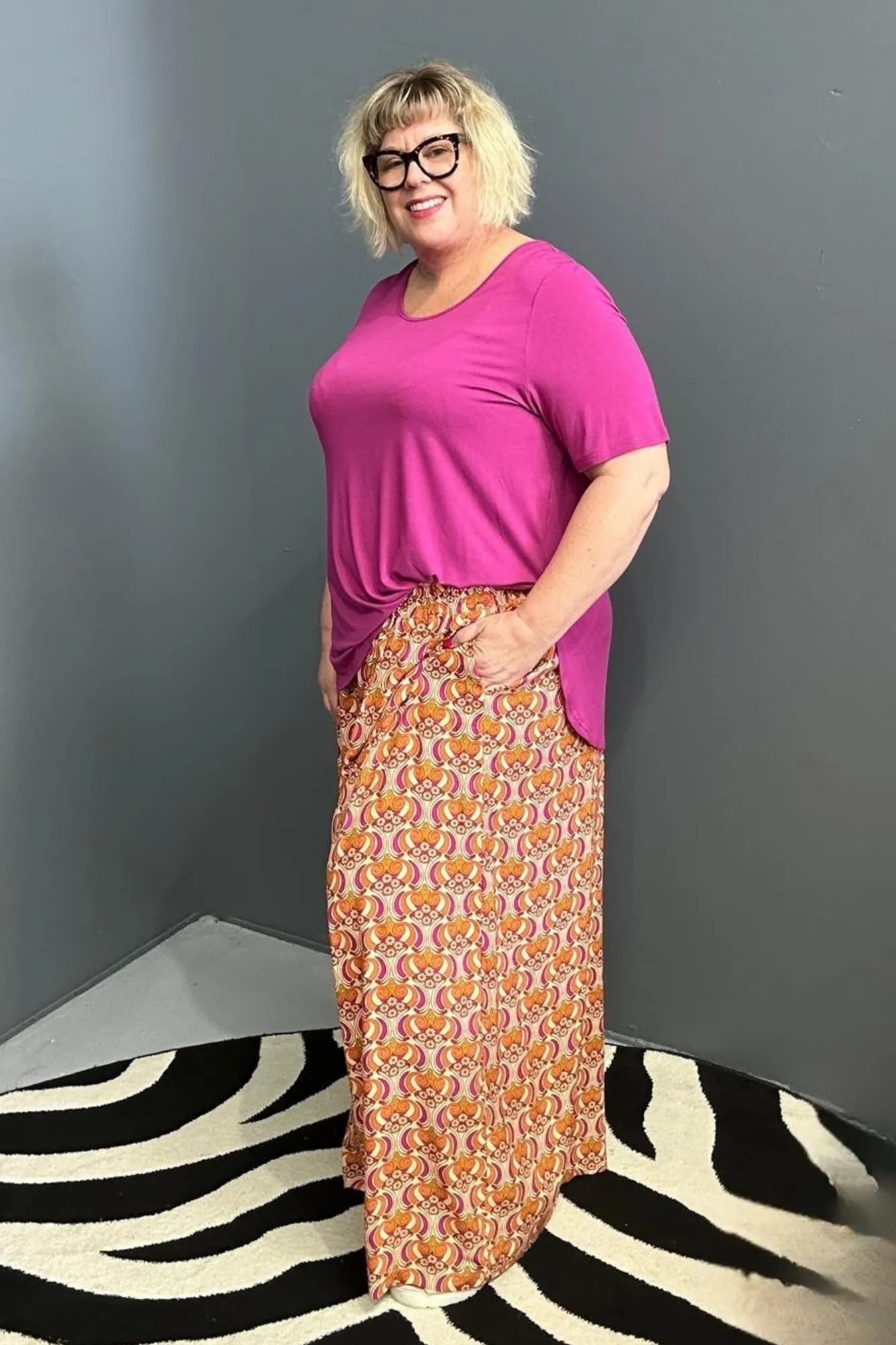 'SWAY' Palazzo Pant - Orange Swirl