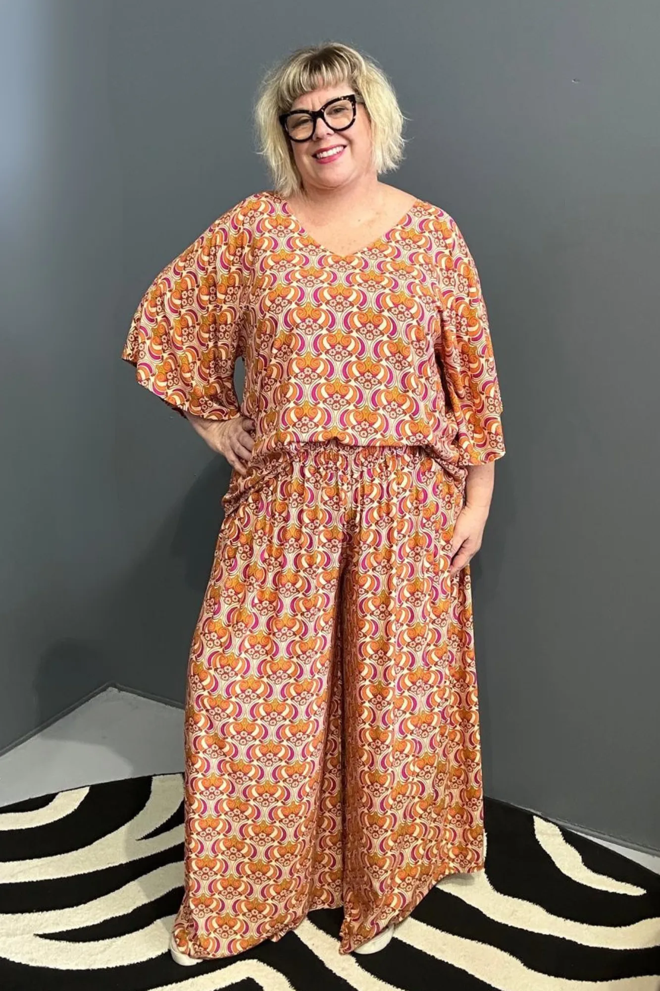 'SWAY' Palazzo Pant - Orange Swirl