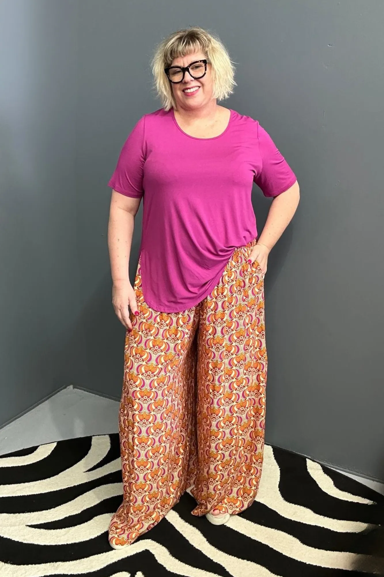 'SWAY' Palazzo Pant - Orange Swirl