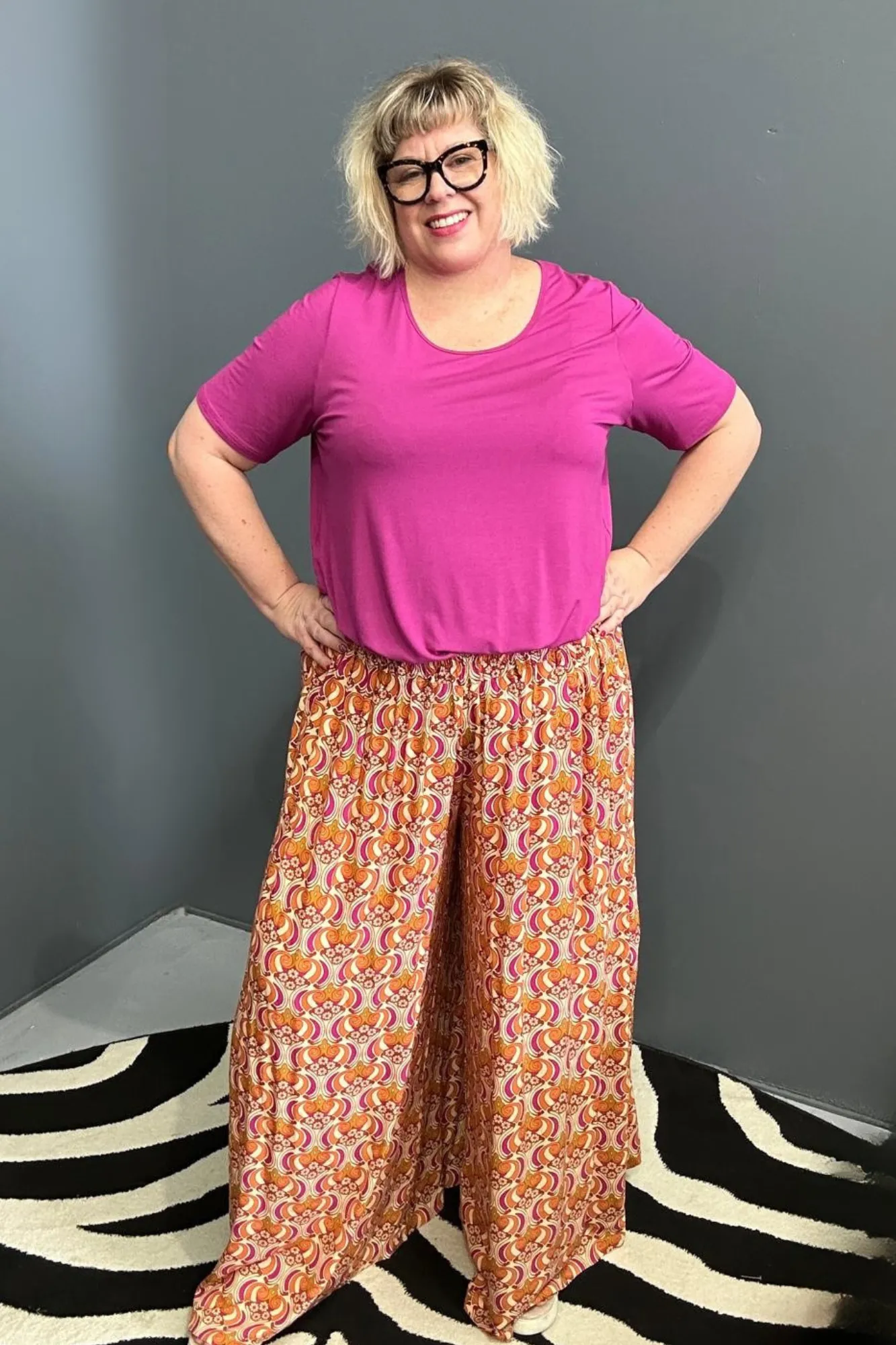 'SWAY' Palazzo Pant - Orange Swirl