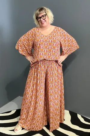 'SWAY' Palazzo Pant - Orange Swirl