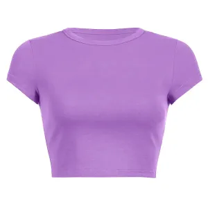 Sweet Purple Short Sleeve Casual Crop Top