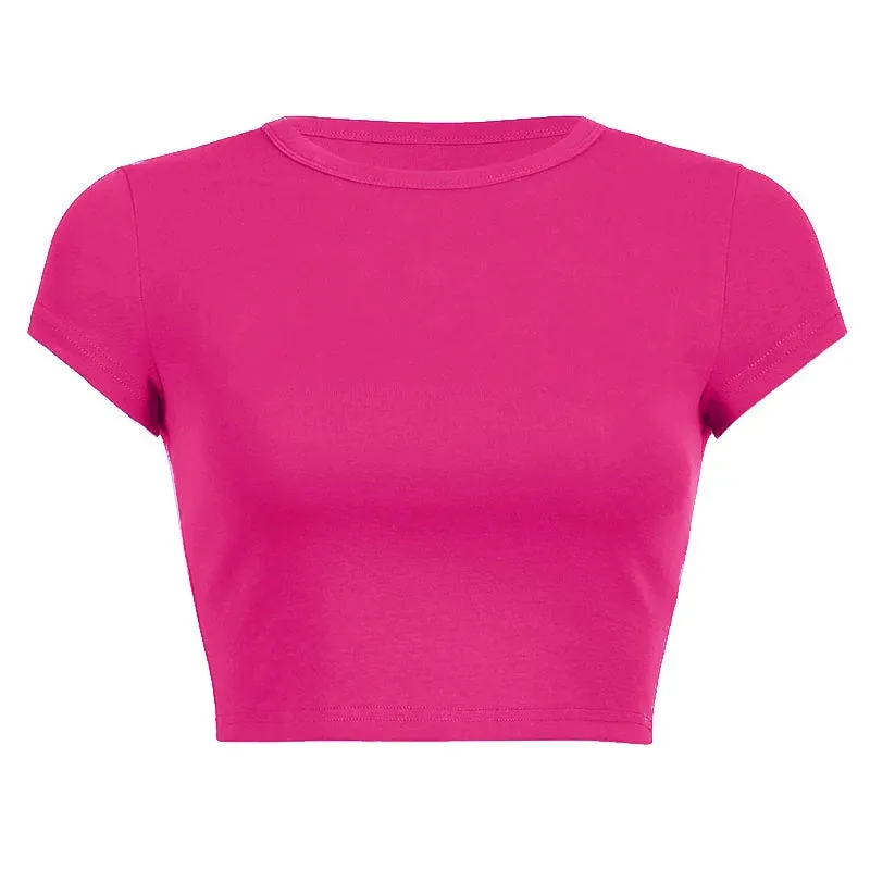 Sweet Purple Short Sleeve Casual Crop Top