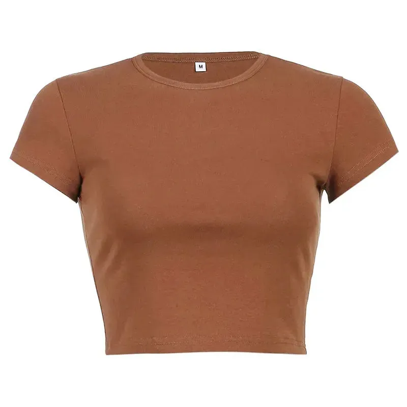 Sweet Purple Short Sleeve Casual Crop Top