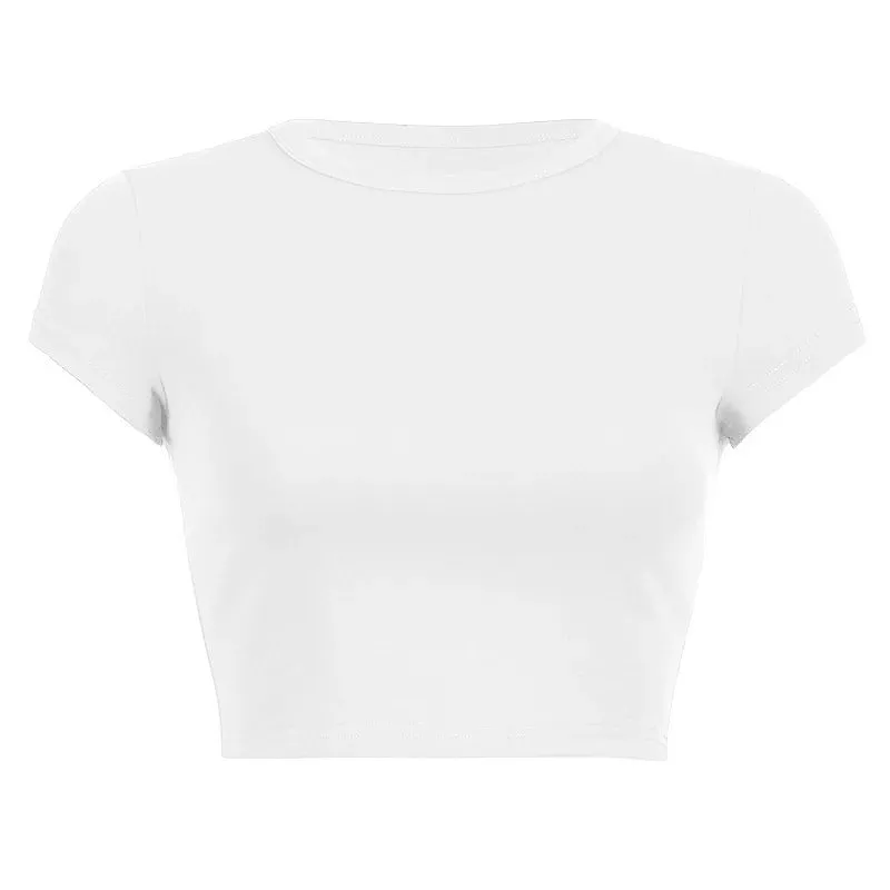 Sweet Purple Short Sleeve Casual Crop Top