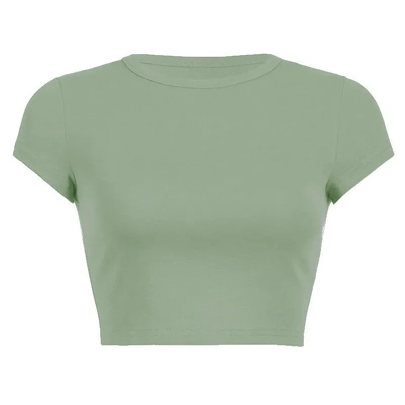 Sweet Purple Short Sleeve Casual Crop Top