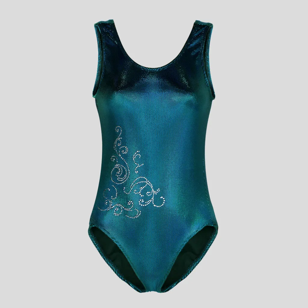 Teal Cyber Velvet Leotard