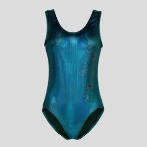 Teal Cyber Velvet Leotard