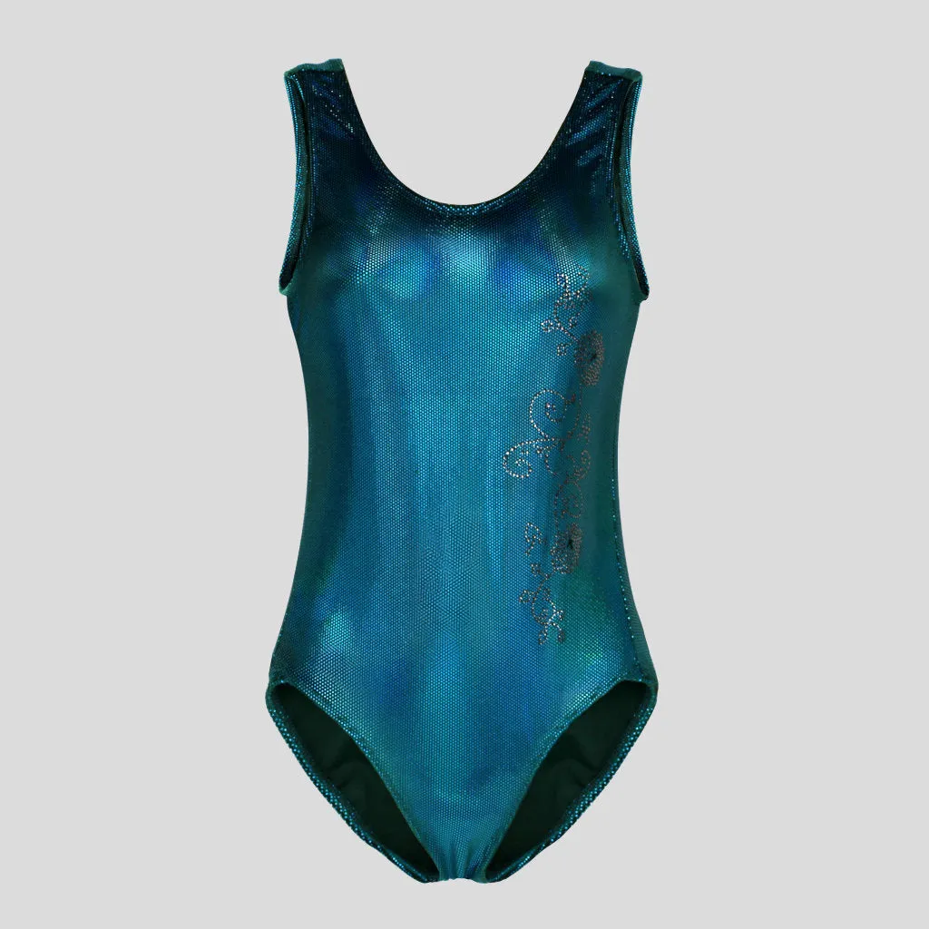 Teal Cyber Velvet Leotard