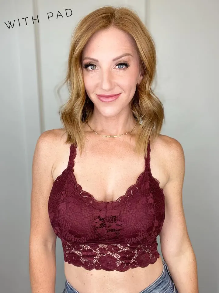The Juliette Criss-Cross Lace Bralette in Fall Colors
