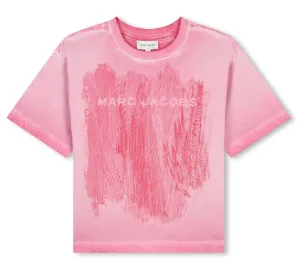 The Marc Jacobs Destroy Effect Logo Tee In Fuchsia