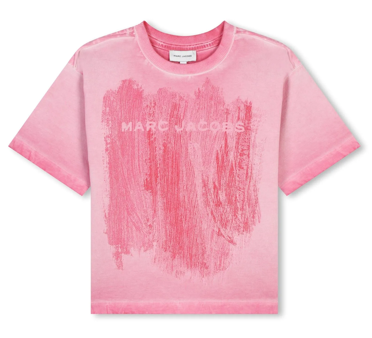 The Marc Jacobs Destroy Effect Logo Tee In Fuchsia