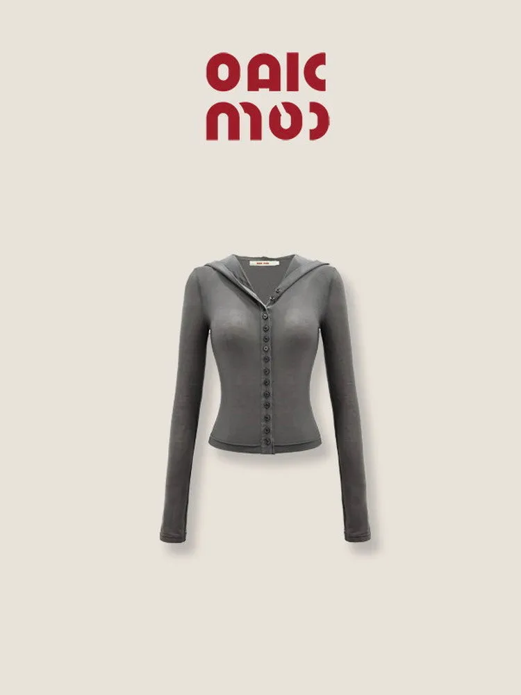 Thin Hoodie Casual Plain Tops