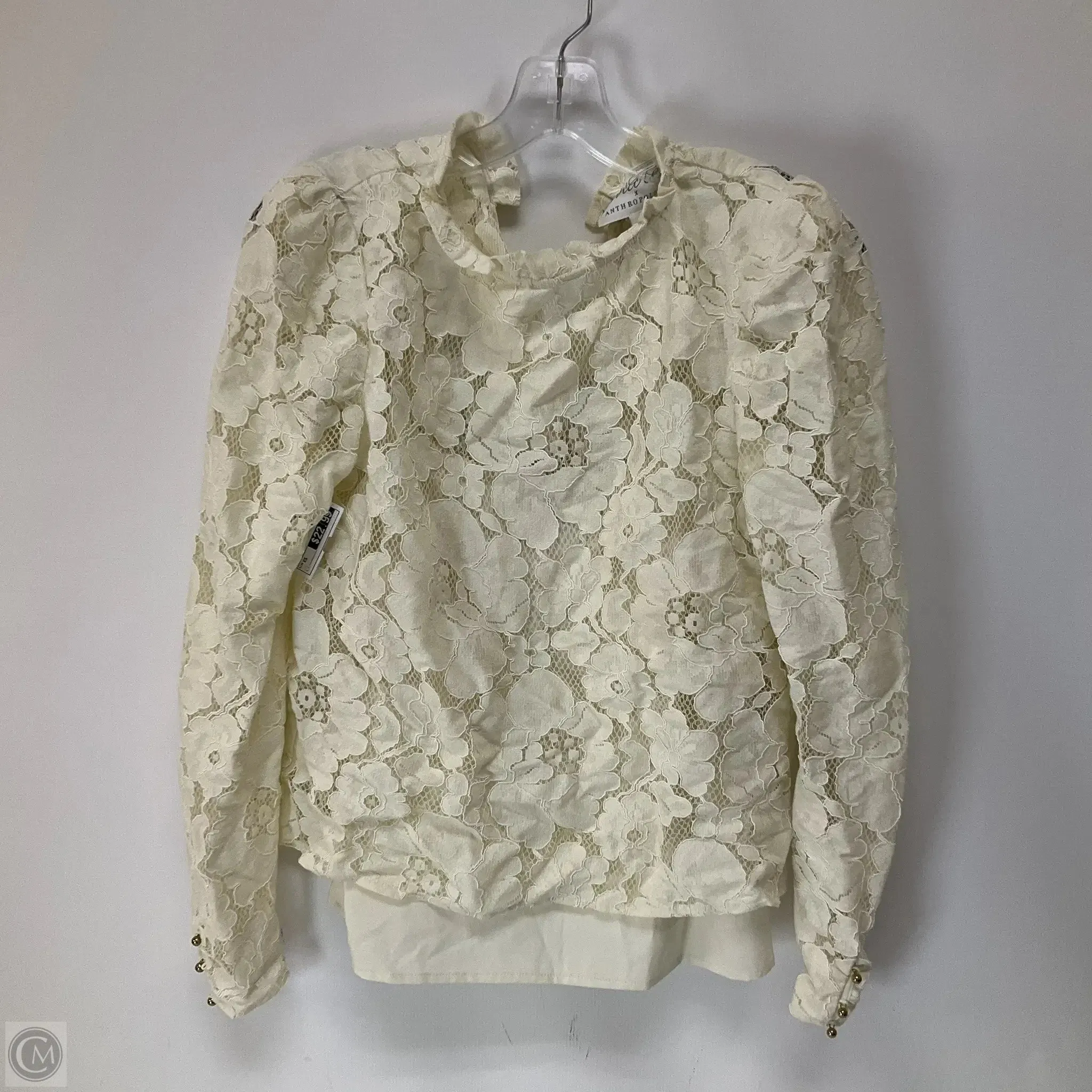 Top Long Sleeve By Anthropologie In Cream, Size: Xs