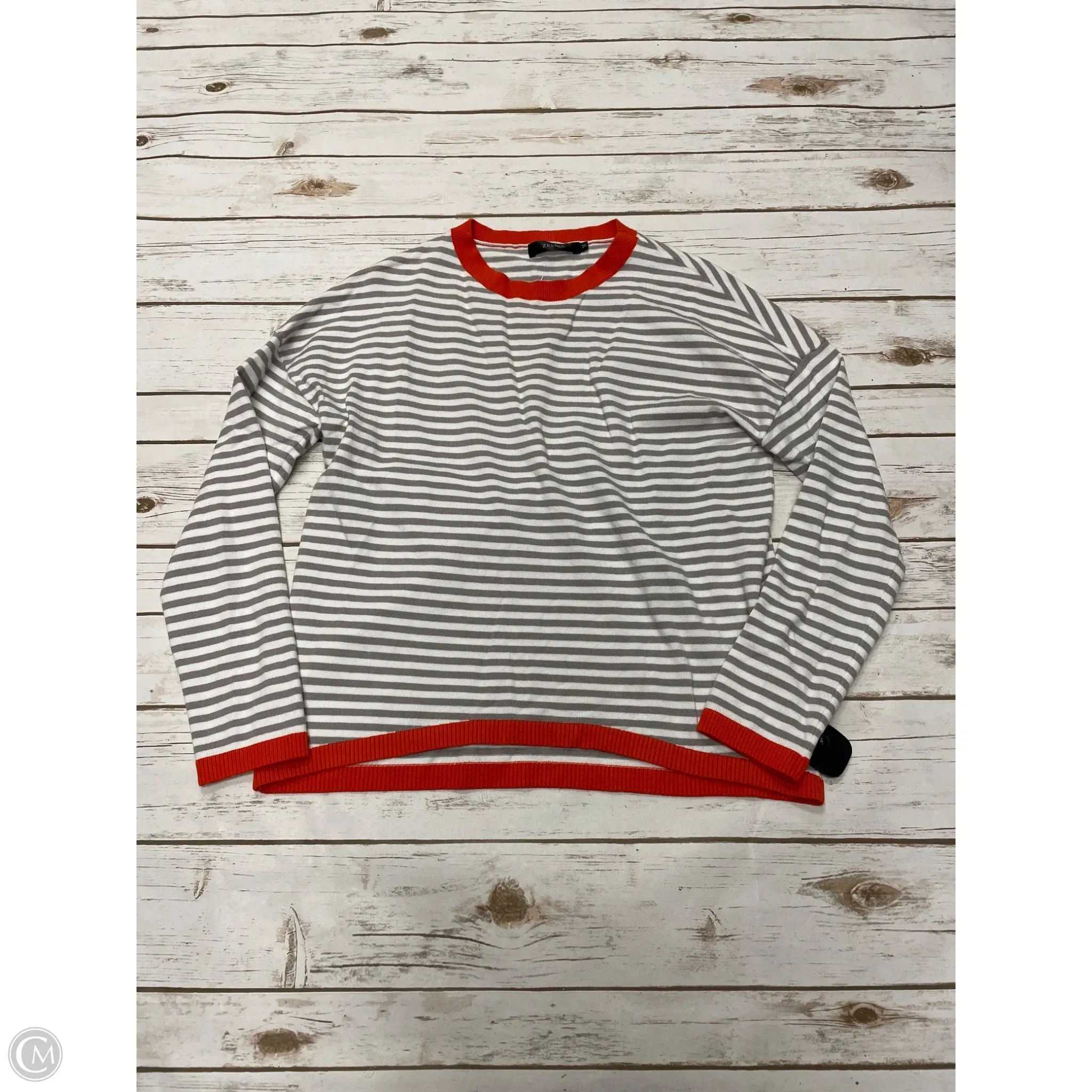 Top Long Sleeve By Cme In Striped Pattern, Size: M