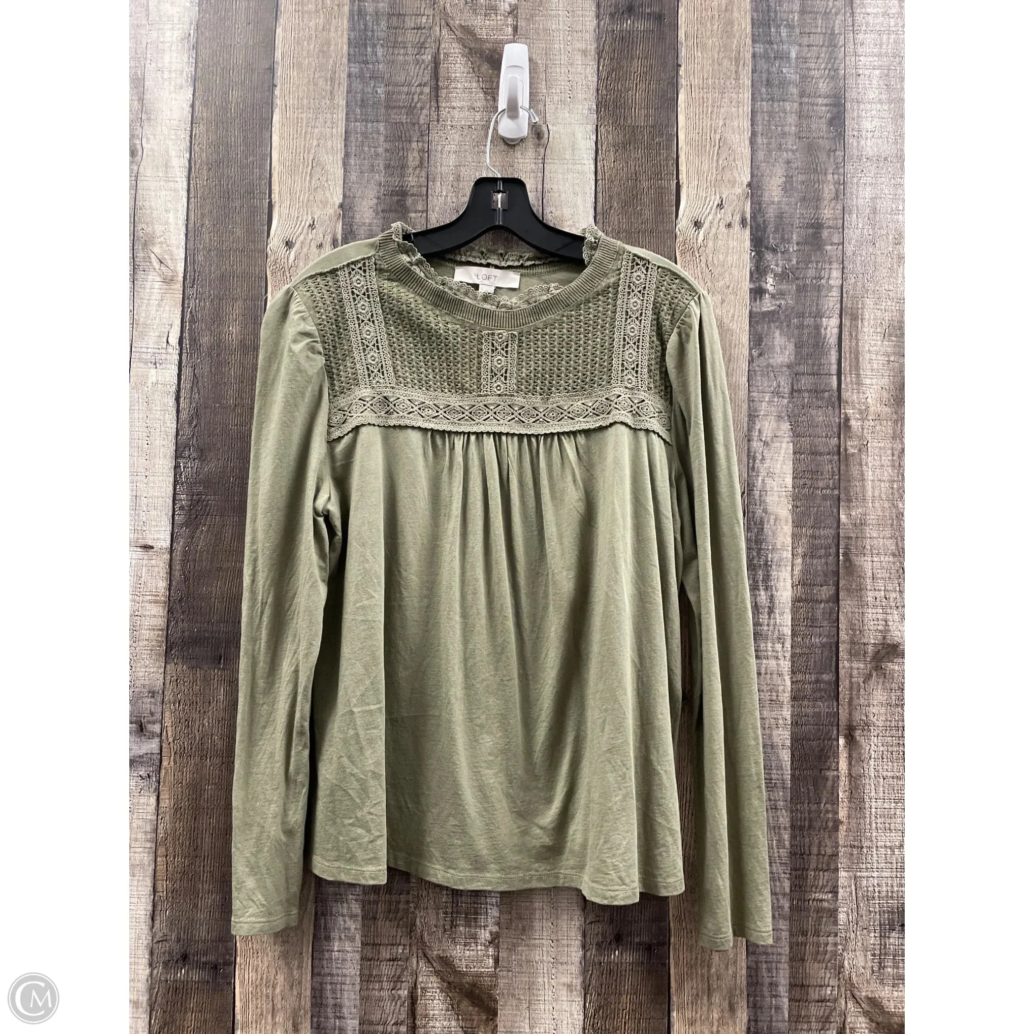 Top Long Sleeve By Loft In Green, Size: L