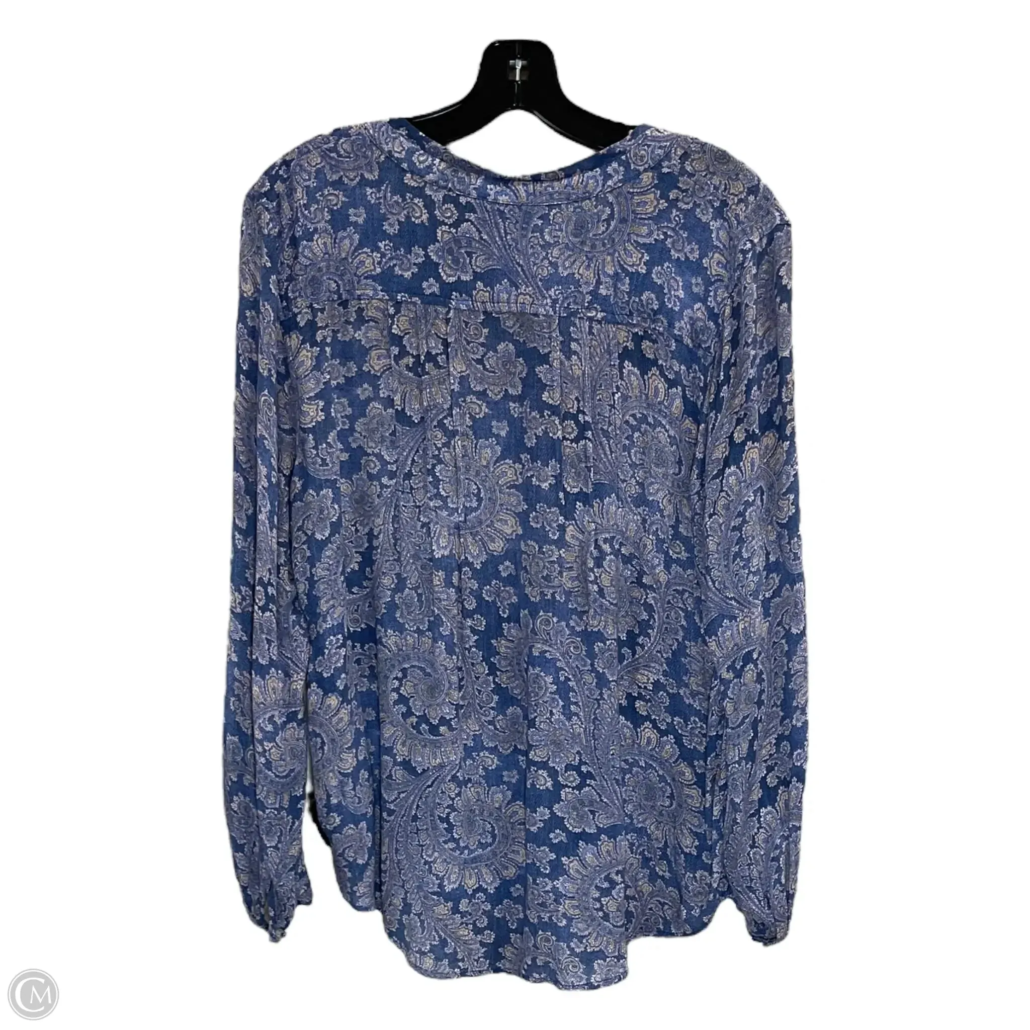 Top Long Sleeve By Lucky Brand In Blue & Yellow, Size: M