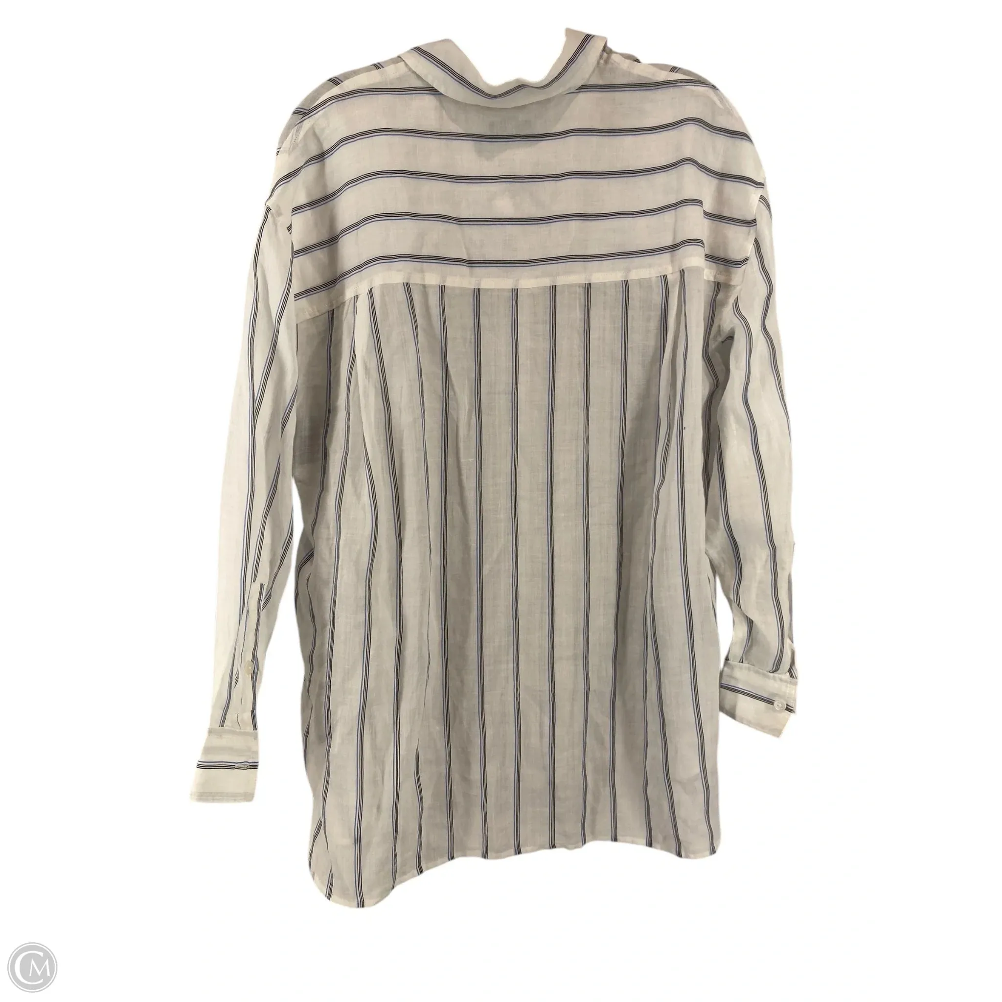 Top Long Sleeve By Madewell In White & Yellow, Size: S
