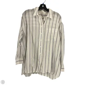 Top Long Sleeve By Madewell In White & Yellow, Size: S