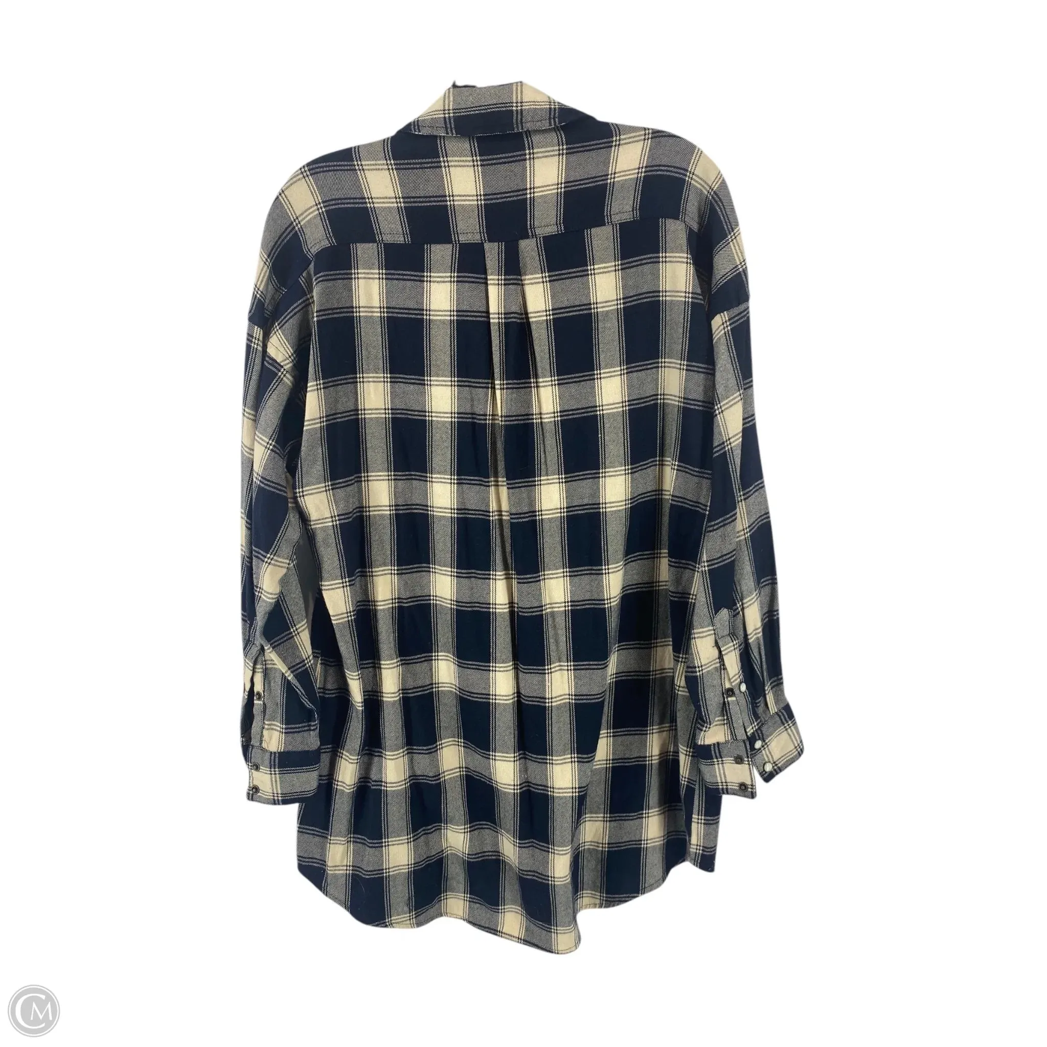 Top Long Sleeve By Zara Basic In Plaid Pattern, Size: S
