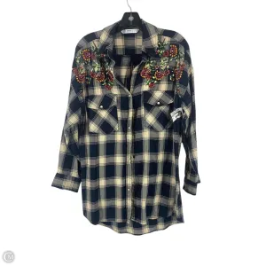 Top Long Sleeve By Zara Basic In Plaid Pattern, Size: S