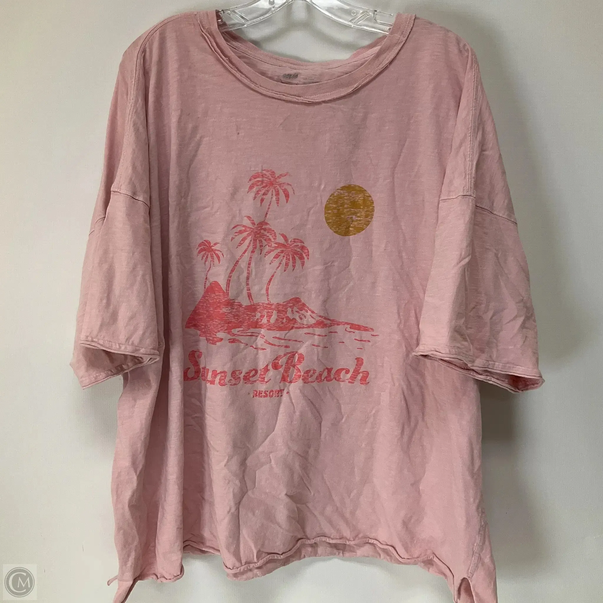 Top Short Sleeve By Aerie In Pink, Size: Xxl
