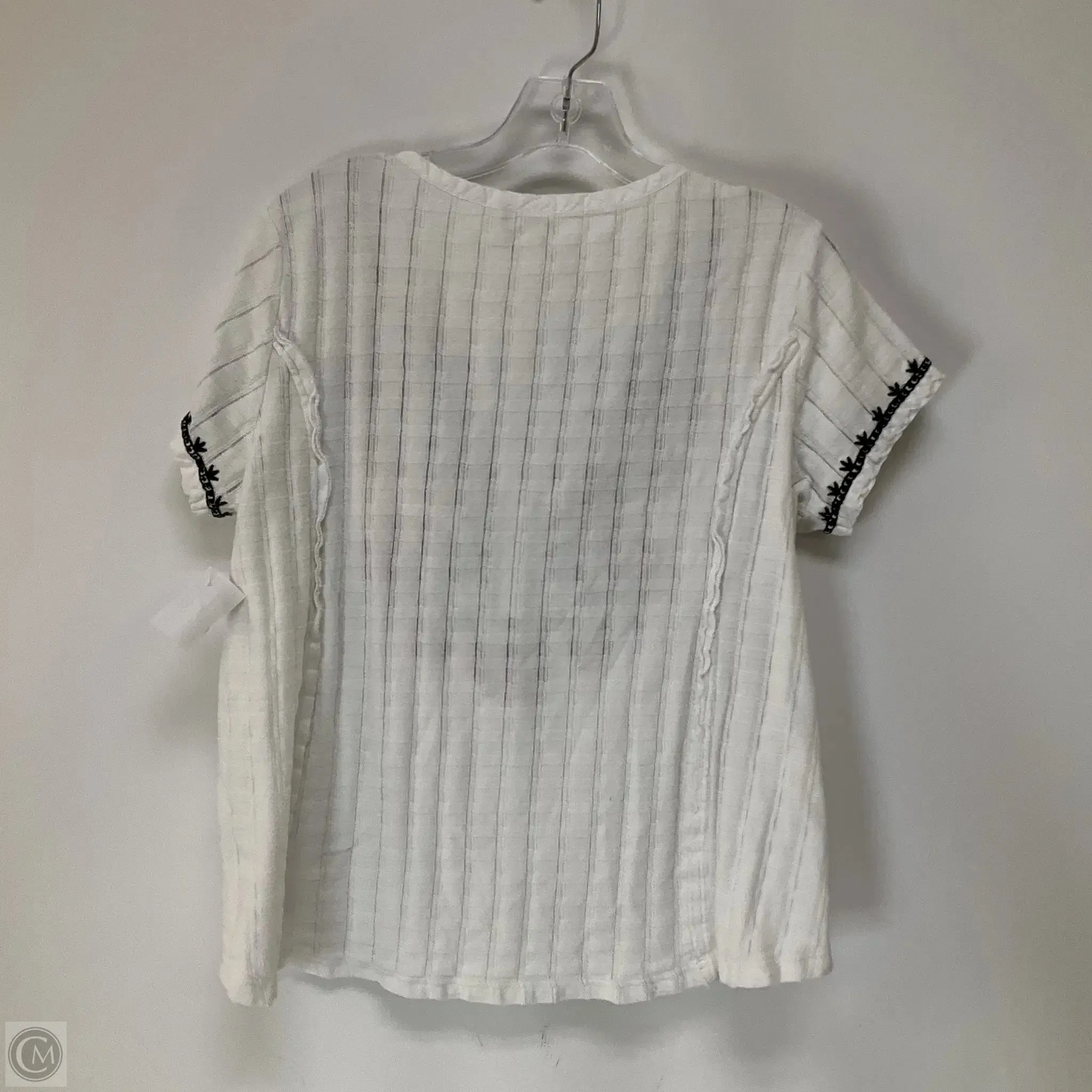Top Short Sleeve By Anthropologie In White, Size: L