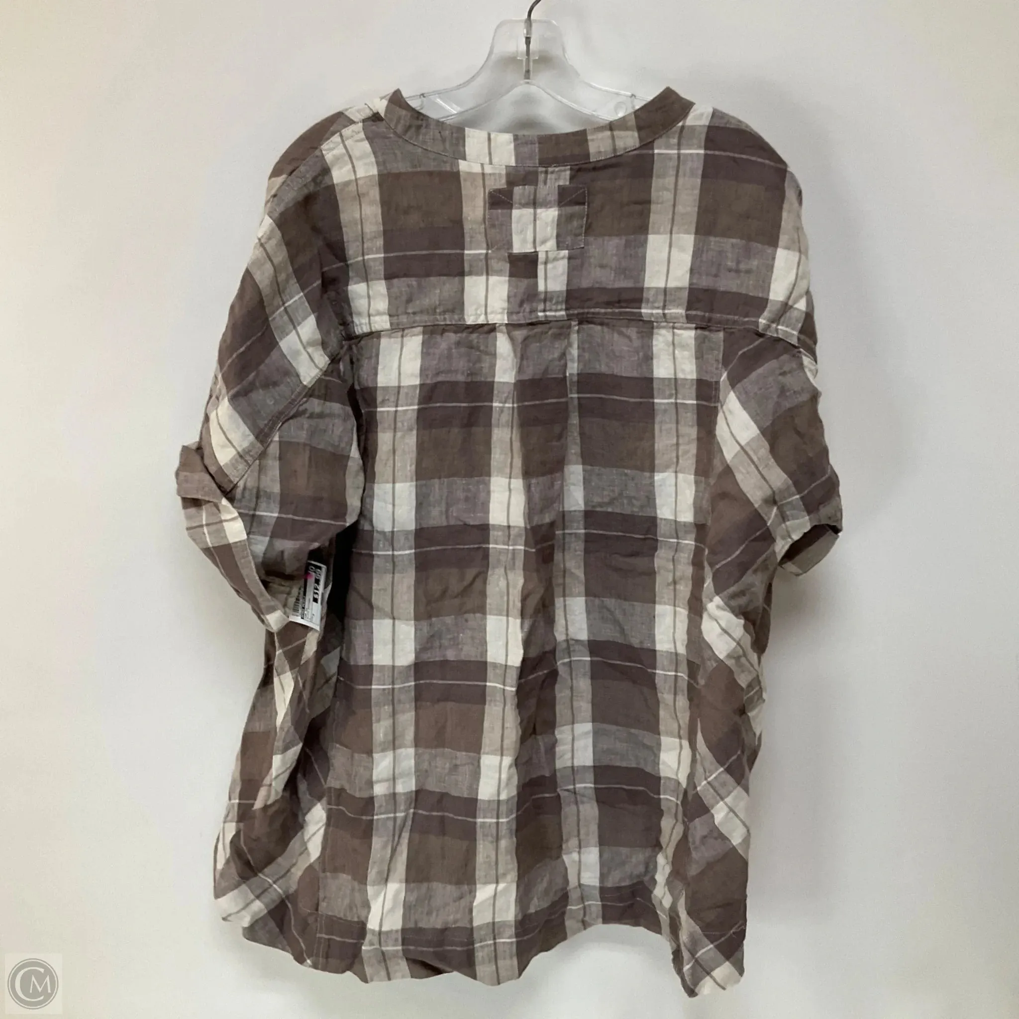 Top Short Sleeve By Free People In Plaid Pattern, Size: S