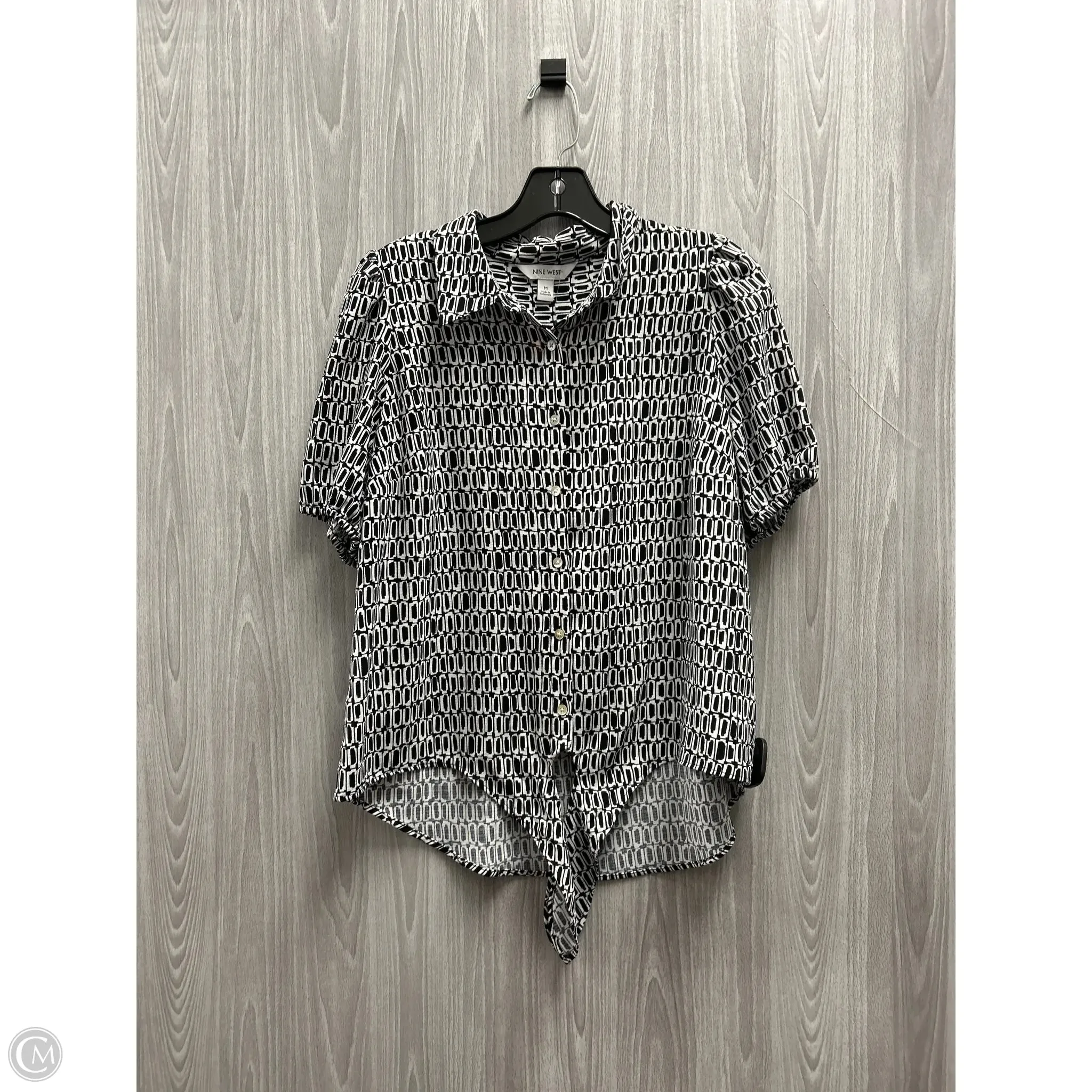 Top Short Sleeve By Nine West In Black & White, Size: M