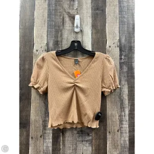 Top Short Sleeve By Shein In Tan, Size: S