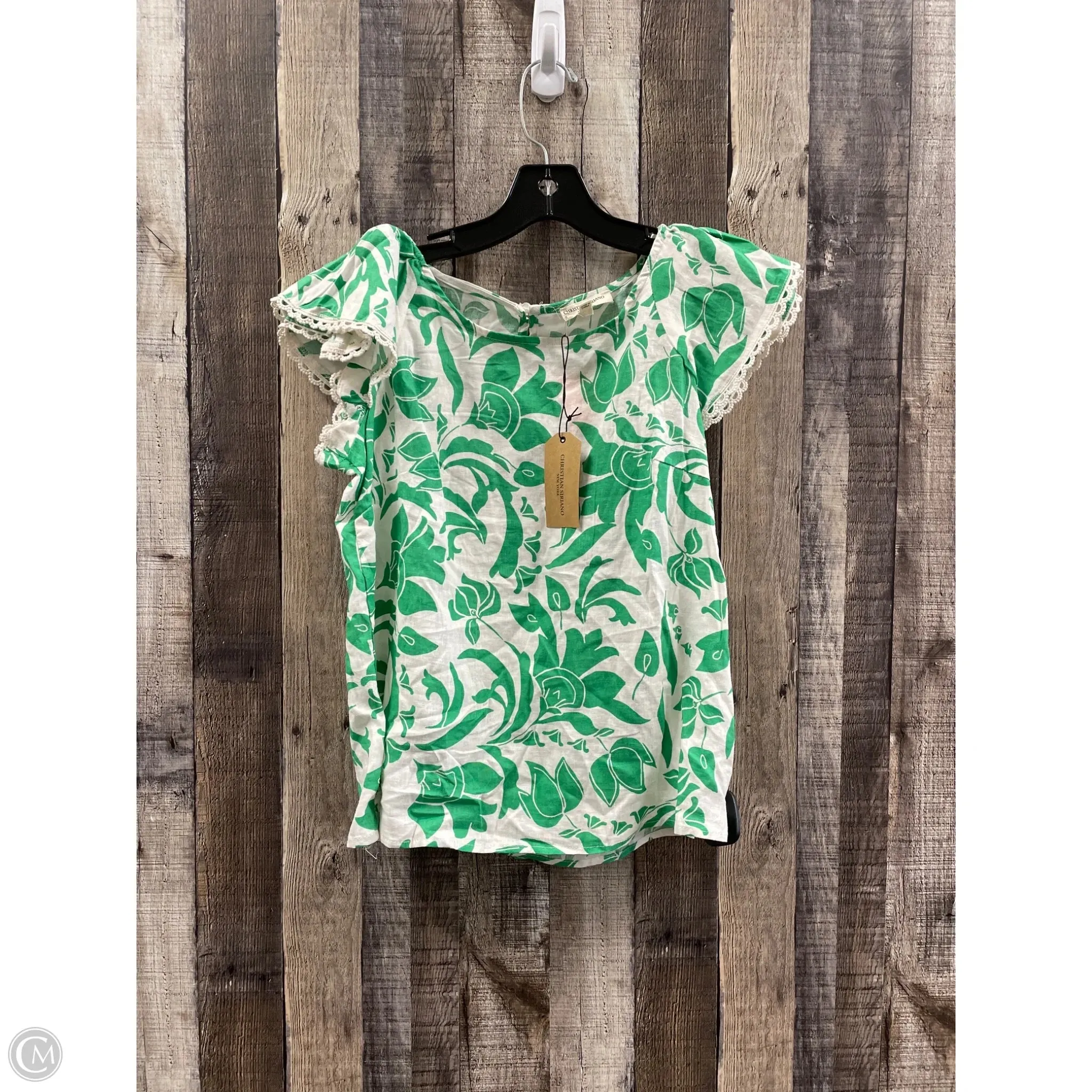 Top Sleeveless By Christian Siriano In Green & White, Size: S
