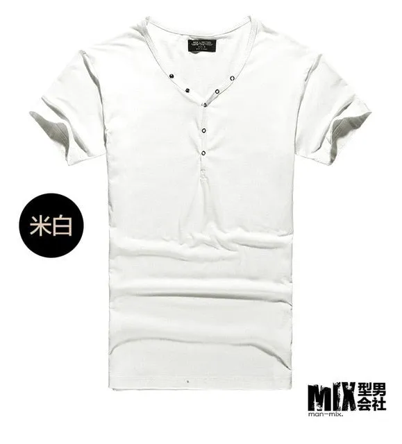 Tops Tees Short Sleeve t-shirt  men's brand fashion Slim Fit sexy V neck T shirt men 2018 New Mens Summer hot sale