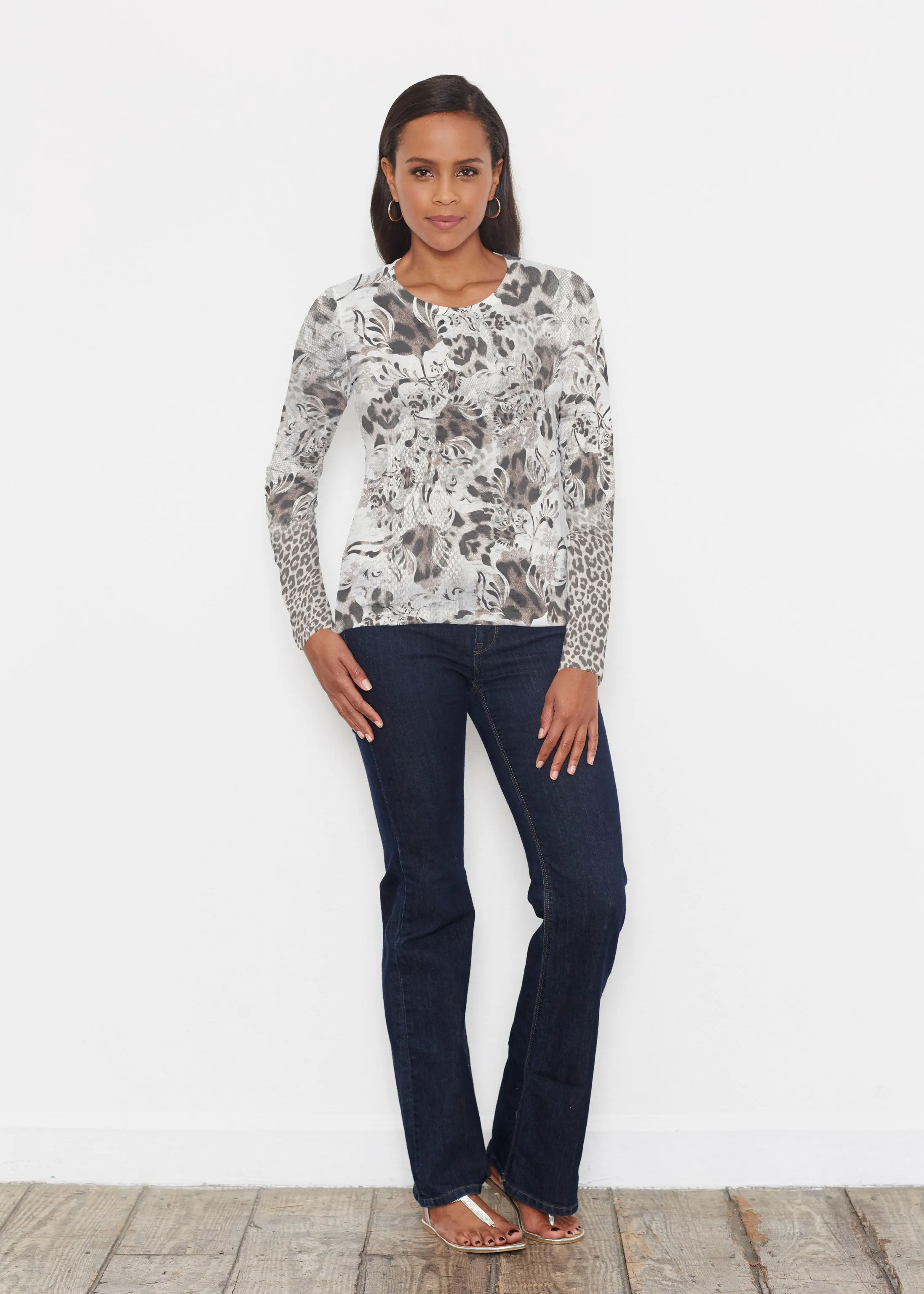 Tulip Leopard Multi (7731) ~ Signature Long Sleeve Crew Shirt