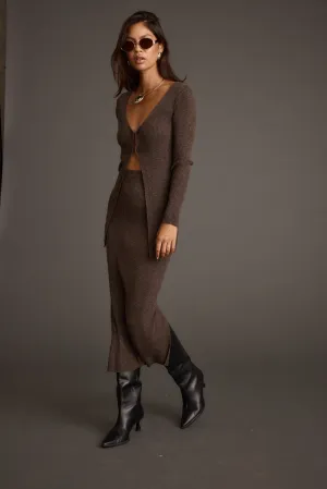 Tusk Mocha Open Front Longline Knit Sweater