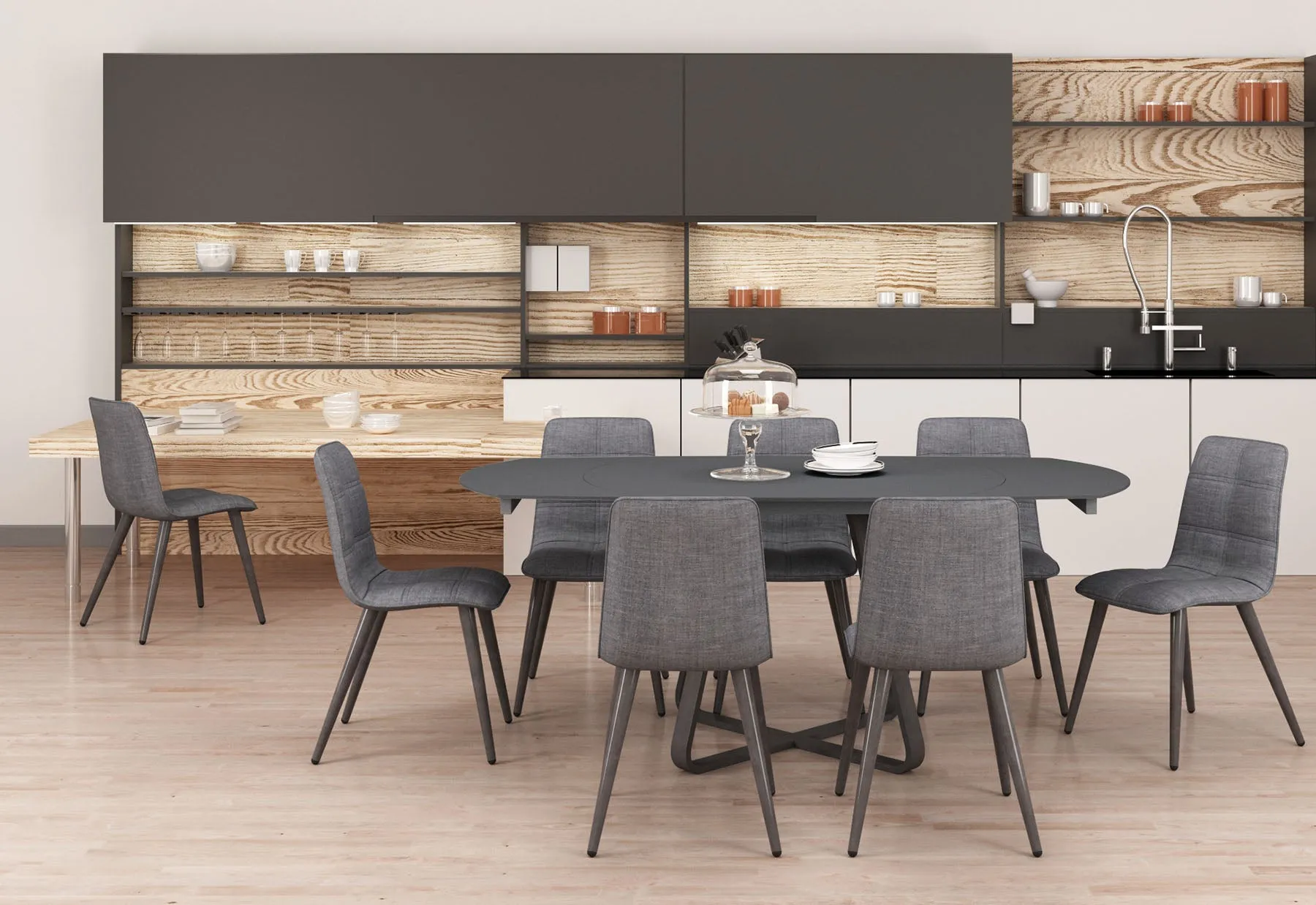 Twist Dining Table - Grey Glass