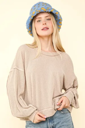 Two Tone Otto Ribbed Oversized Top