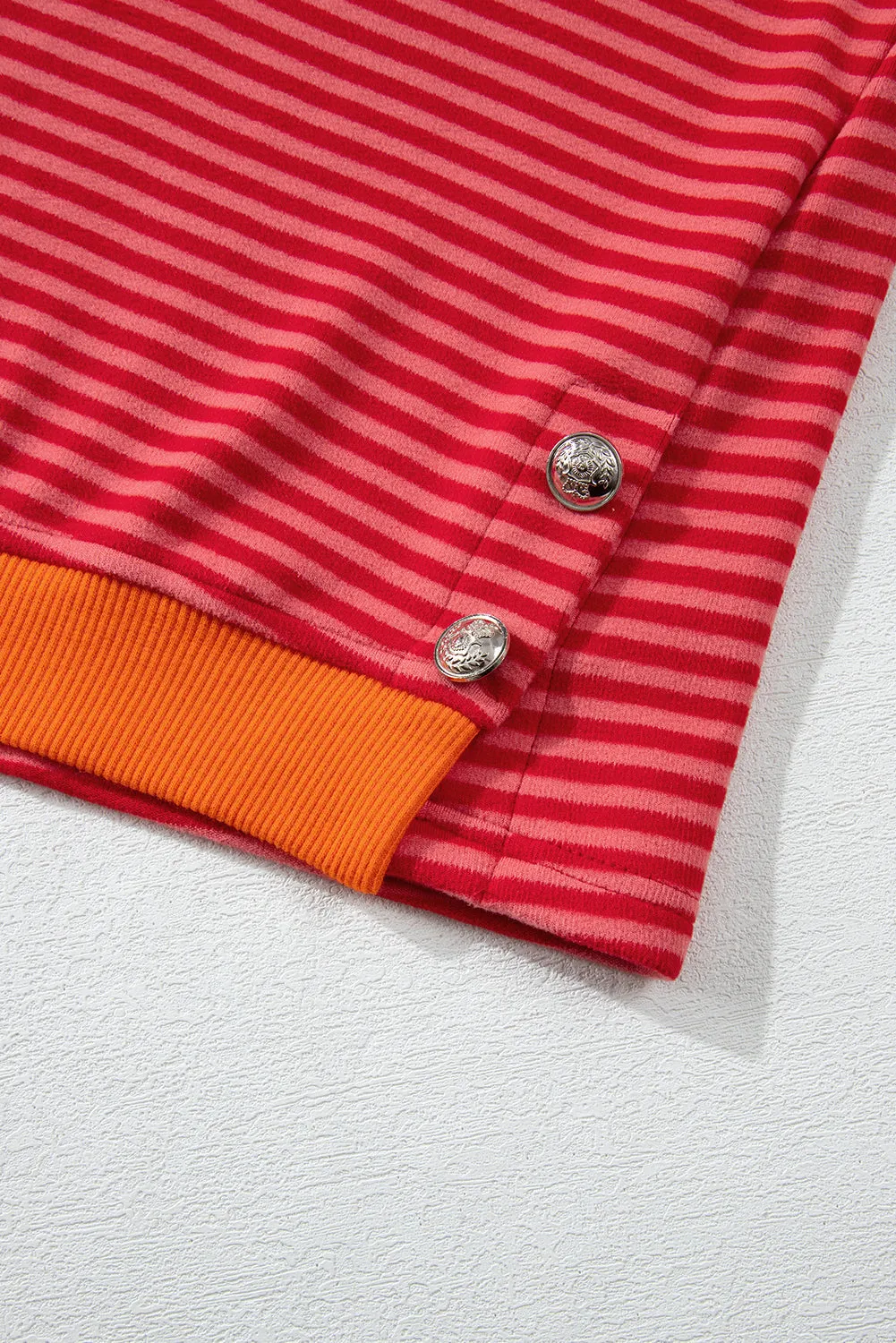 Two Tone Striped Side Buttons Top